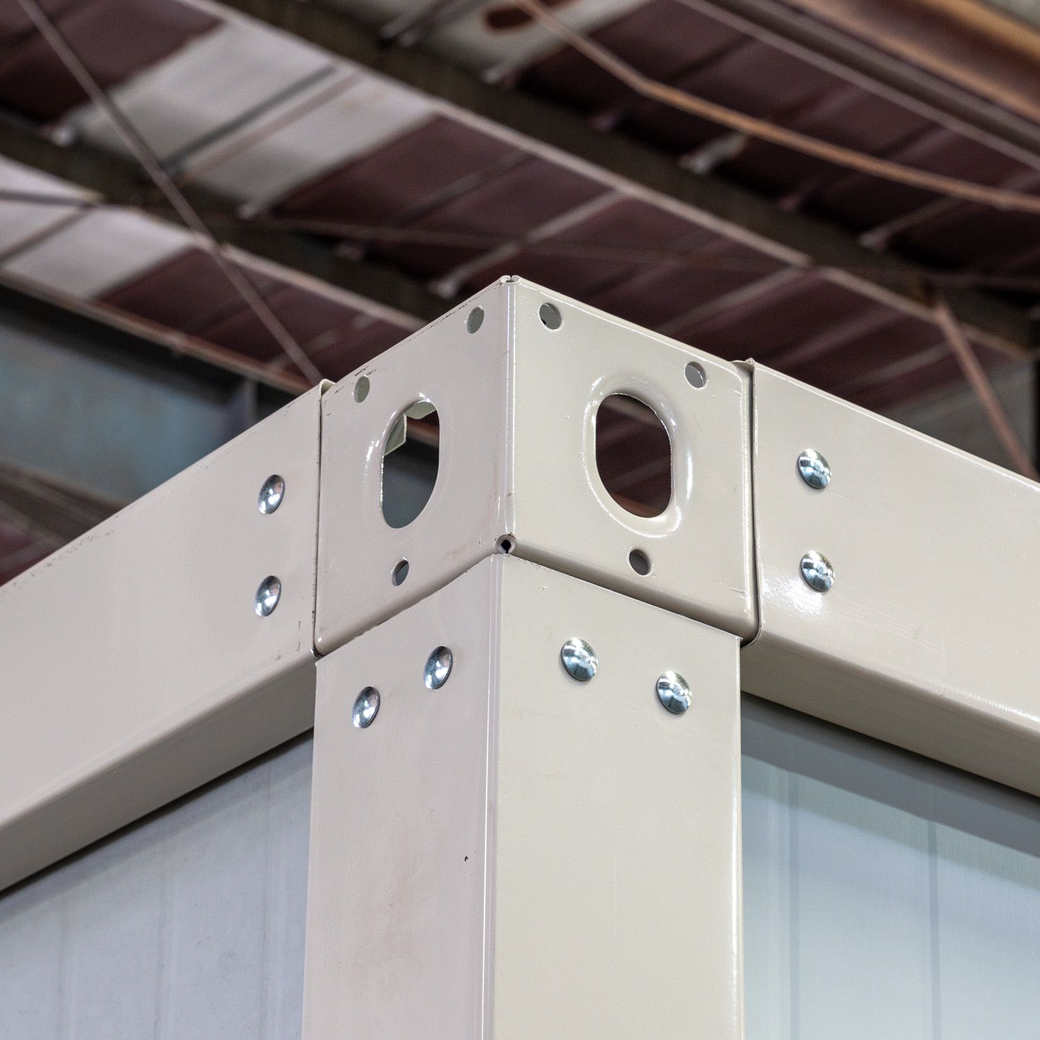 Supplier sample close-up of a bolted modular frame corner
